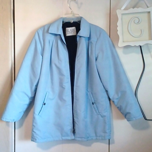Blair, Sky Blue, water resistant, sherpa lined zippered front, coat Sz M. - Picture 1 of 5